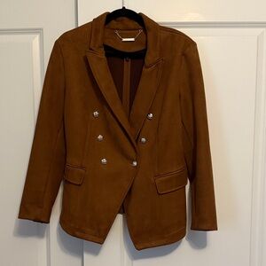 White House Black Market Double-Breasted Brown Suede Blazer